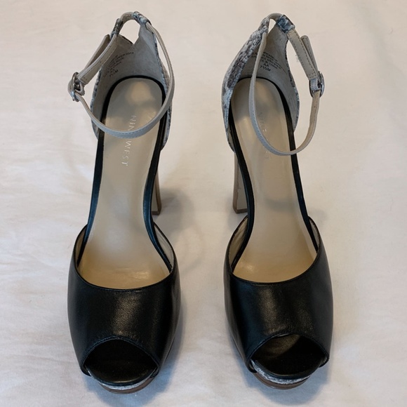 Nine West Leather Snakeskin Platform Heels - Picture 2 of 5